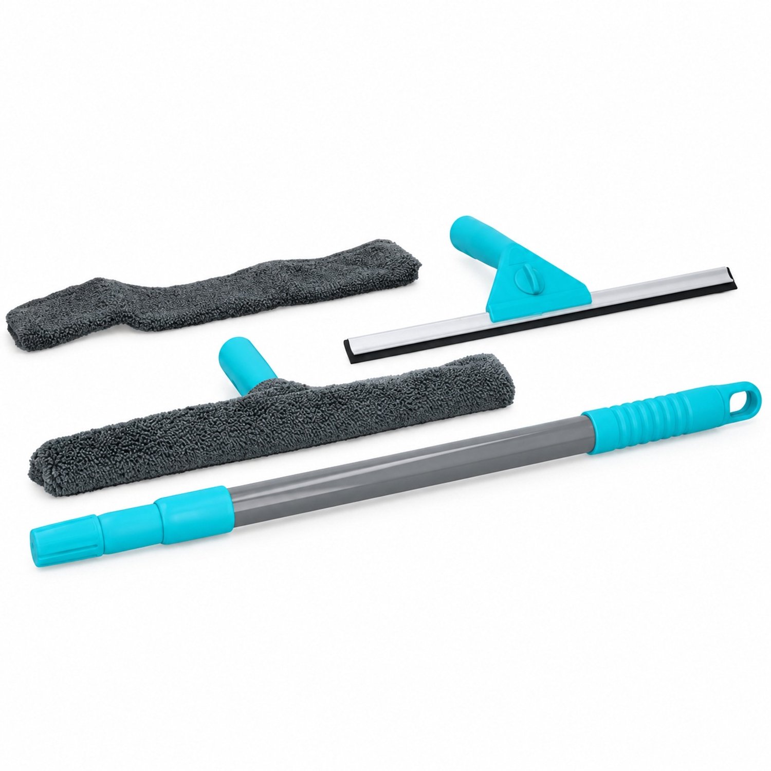 Raamreinigingsset 4-delig - Raamwisser en Microvezel Raamborstel - Telescopische Steel tot 95 cm