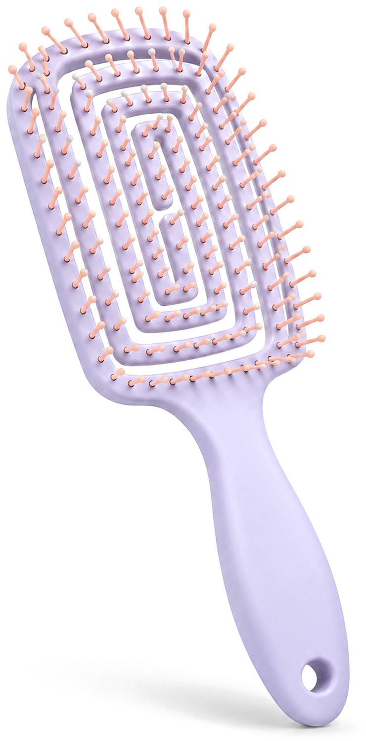 ÉLEVÉA® Haarborstel Antiklit - Curved - Anti Klit Borstel - Detangling brush - Haaraccessoires - Ergonomisch - Haarverzorging - Lila