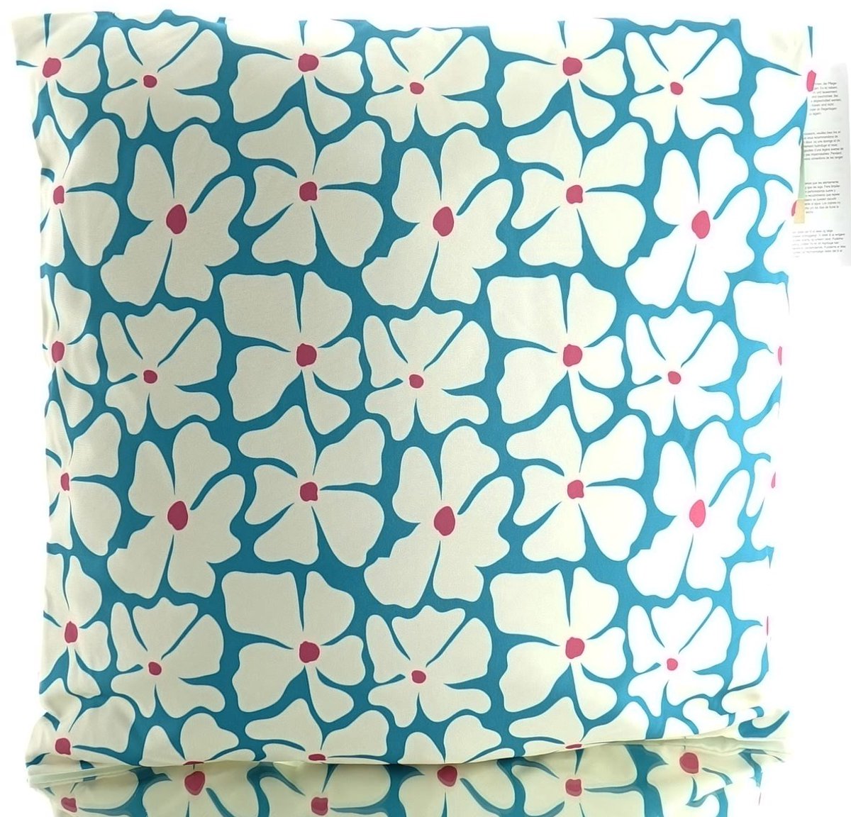 Kaemingk Kussen Outdoor petrolblauw met bloemen 45 x 45 cm