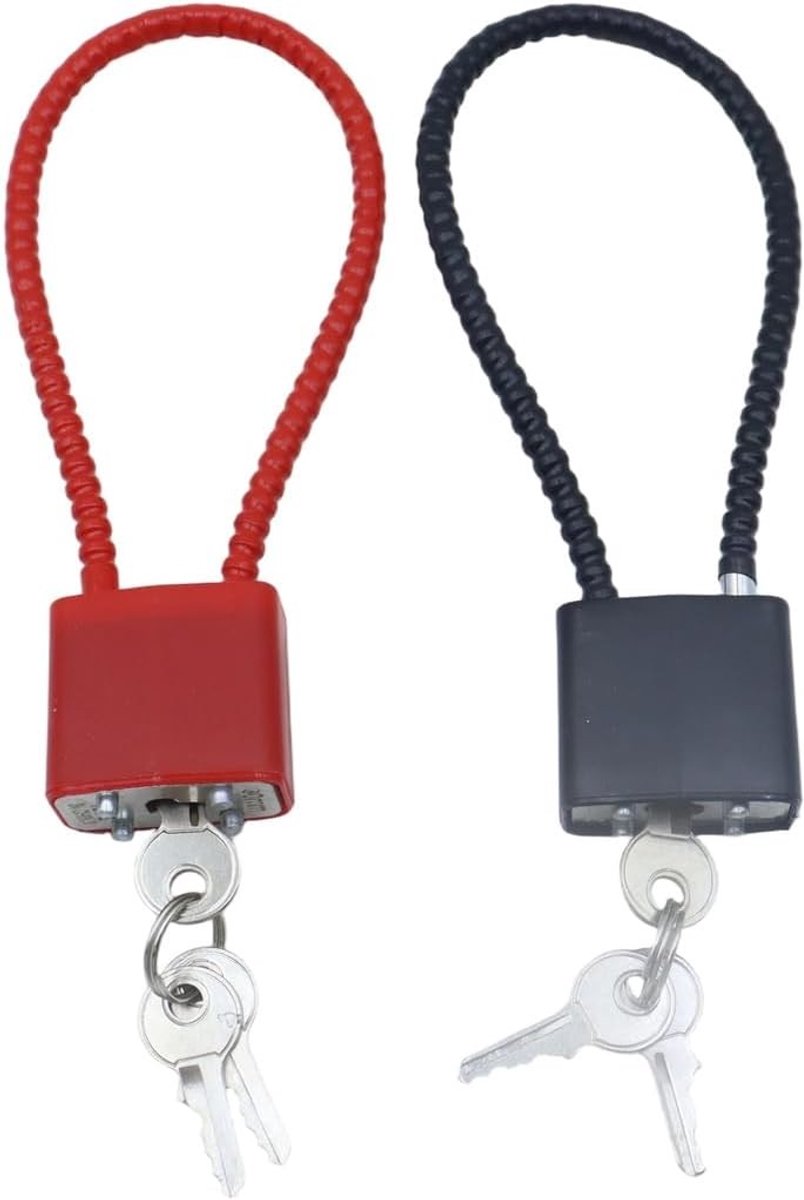 2 PCS Draadwachtwoord Hangslot met 3 Sleutels, 25cm Niet-Diefstal Kastslot voor Koffers en Lockers, Zwart Rood Veiligheidsoplossingen
