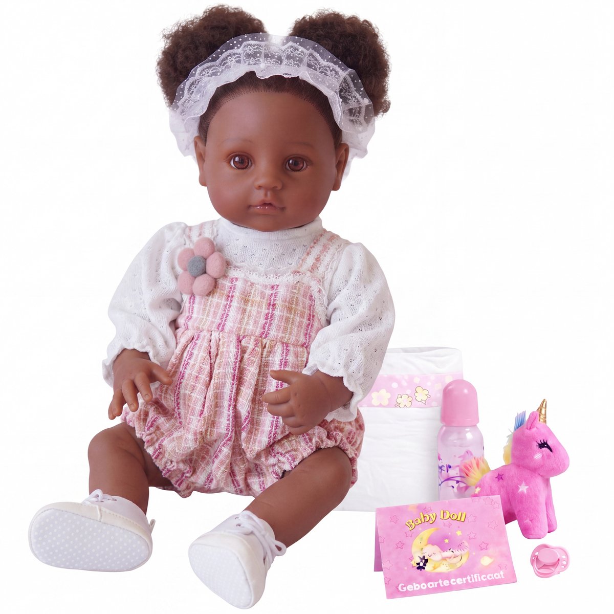 Lovibella® Amara Levensechte Babypoppen - 1,1 Kilo - 45 CM - Reborn Baby Pop - Met Accessoires - Reborn Baby - Reborn Baby Doll - Dementie Pop - Reborn Poppen Meisje