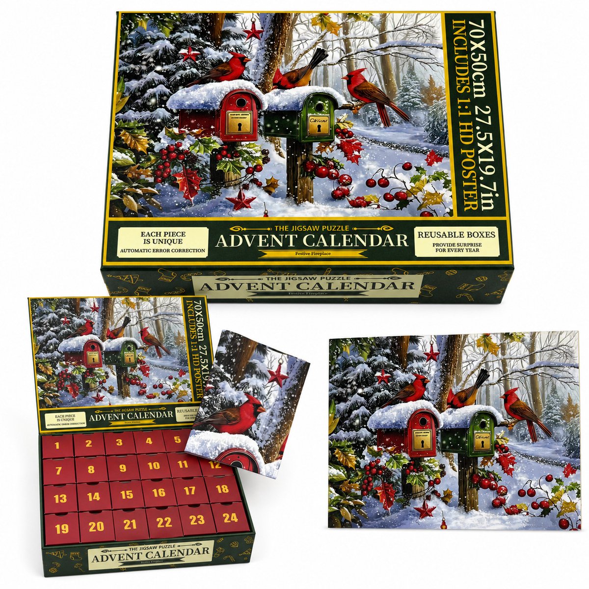 Casalora Kerst Adventskalender - Puzzel - 1000 Stukjes - 24 Dagen -S