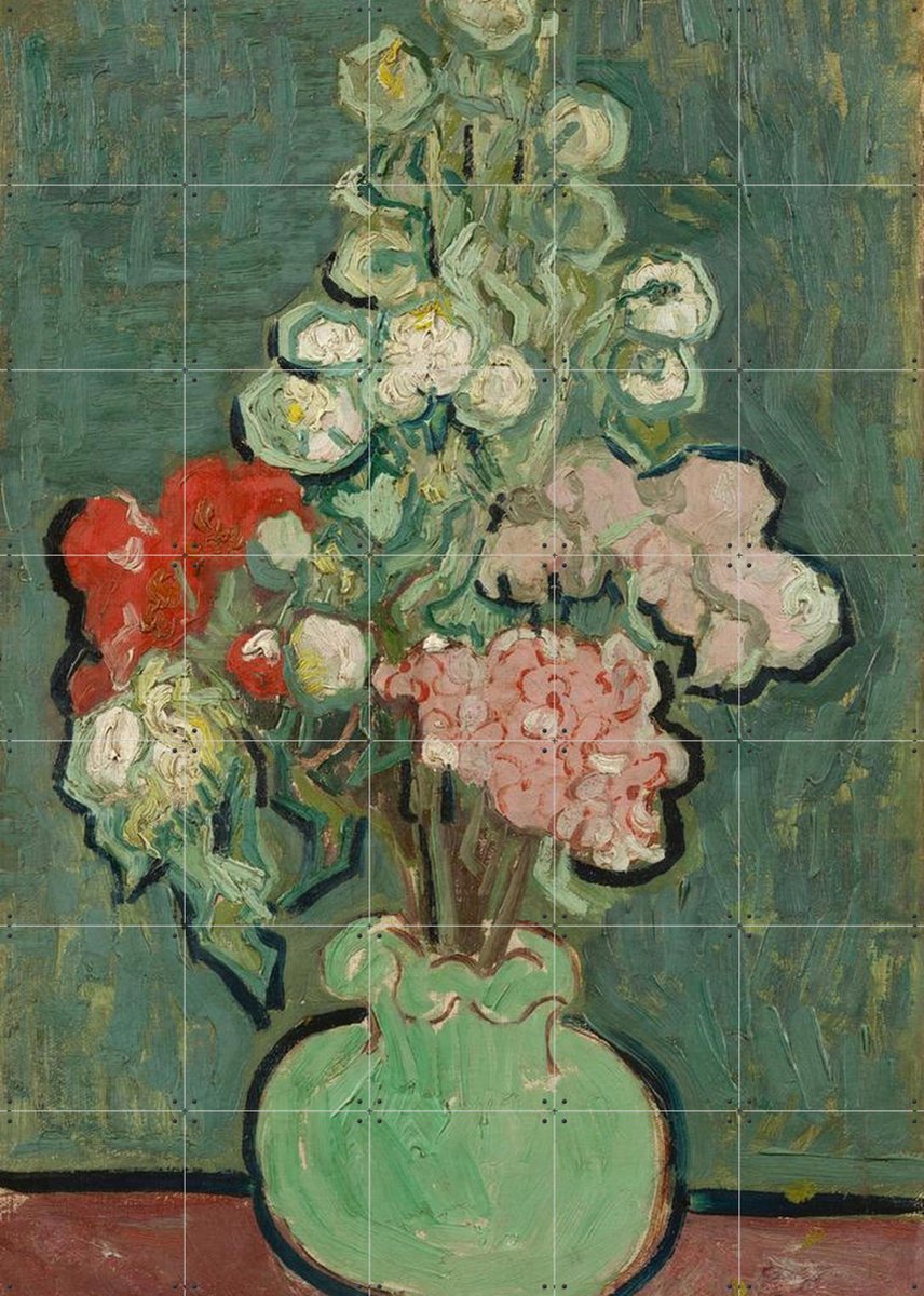 IXXI Vaas met bloemen (1890), Vincent van Gogh (1853 - 1890) & Van Gogh Museum - 100 x 140 cm - Gratis ophangtool - Grote wanddecoratie en posters -