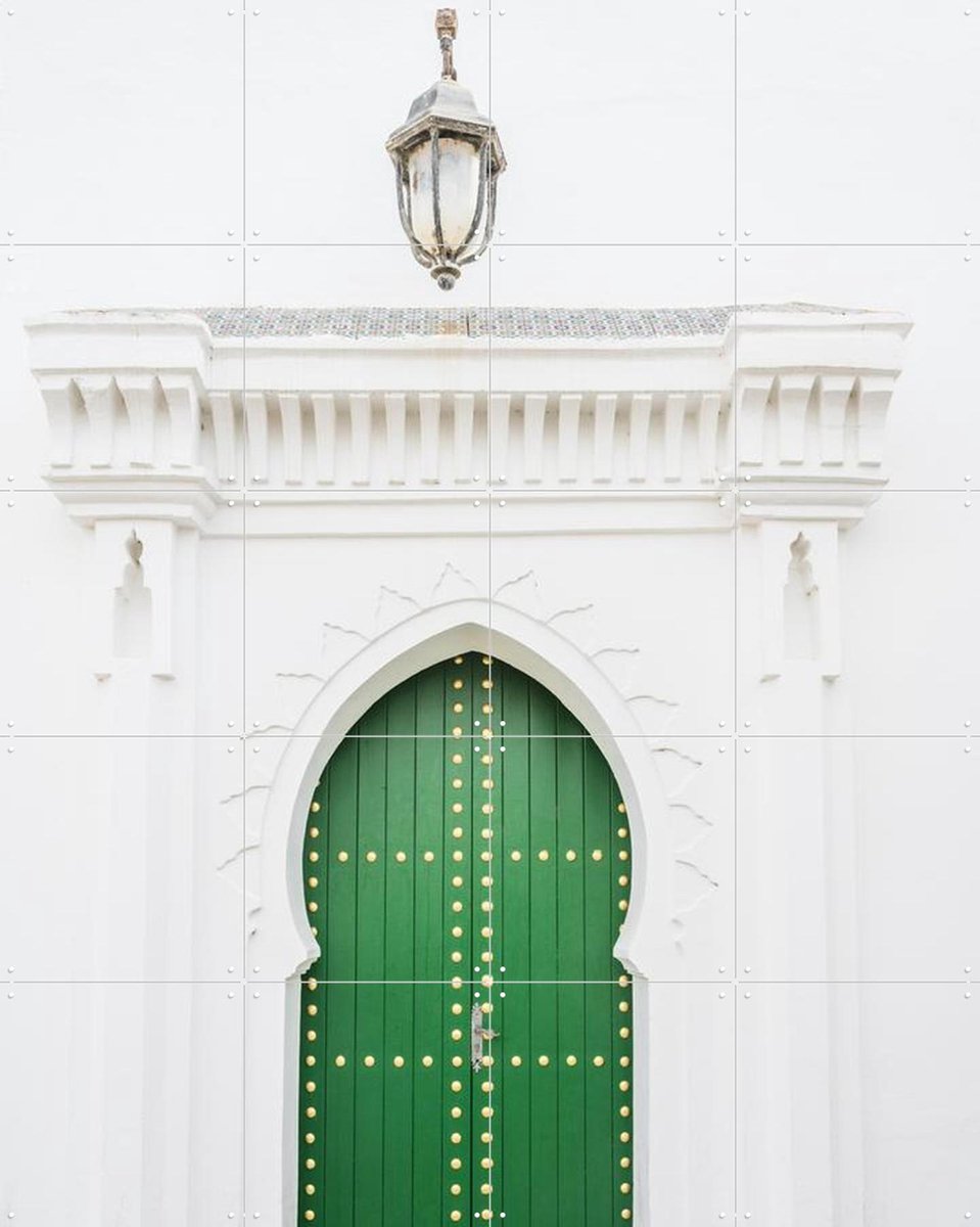 IXXI Green Door In Morocco, Photolovers - 80 x 100 cm - Gratis ophangtool - Grote wanddecoratie en posters - Minimalisme, Geometrische Kunst, Art