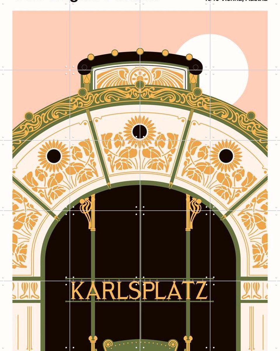 IXXI Karlsplatz, Florent Bodart - 80 x 100 cm - Gratis ophangtool - Grote wanddecoratie en posters - Art Nouveau, Grafisch Ontwerp, Illustraties