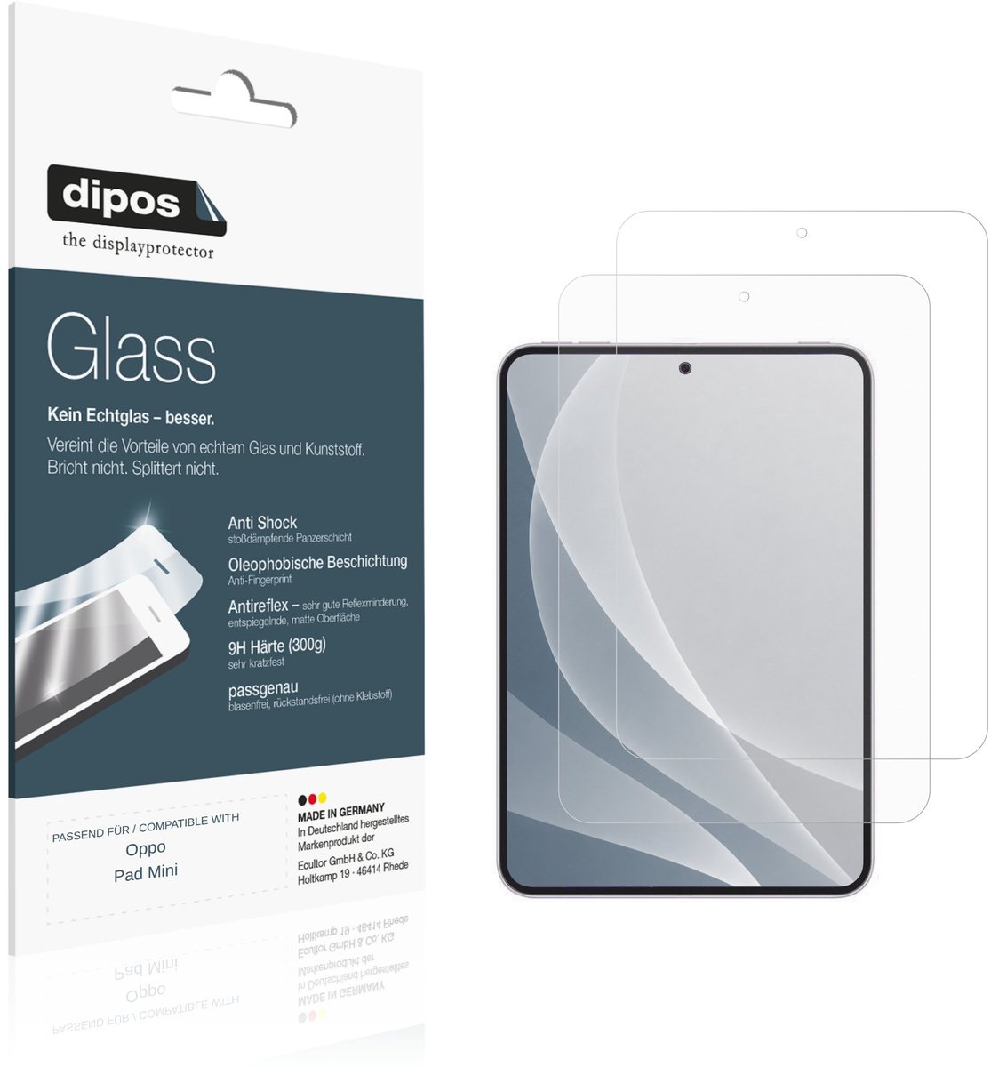 dipos – 2x Matte Pantserfolie geschikt voor Oppo Pad Mini | 9H Screenprotector