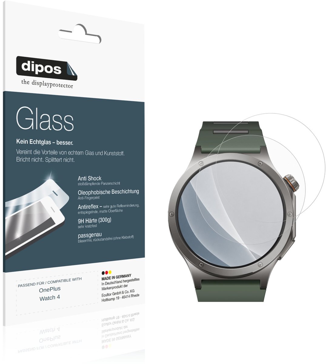 dipos – 2x Matte Pantserfolie geschikt voor OnePlus Watch 4 | 9H Screenprotector