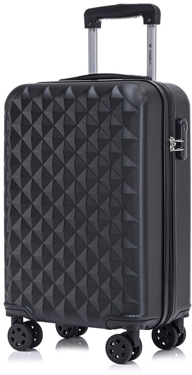 YONSLY Handbagage Koffer - 55cm - 40 L - Cijferslot- 360° Draaibare Wielen - Zwart