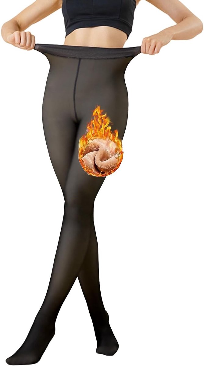 Dames Thermoleggings met Fleece Voering voor de Winter - Zwarte Dikke Leggings voor Comfort en Warmte, Geschikt voor 40-75 kg