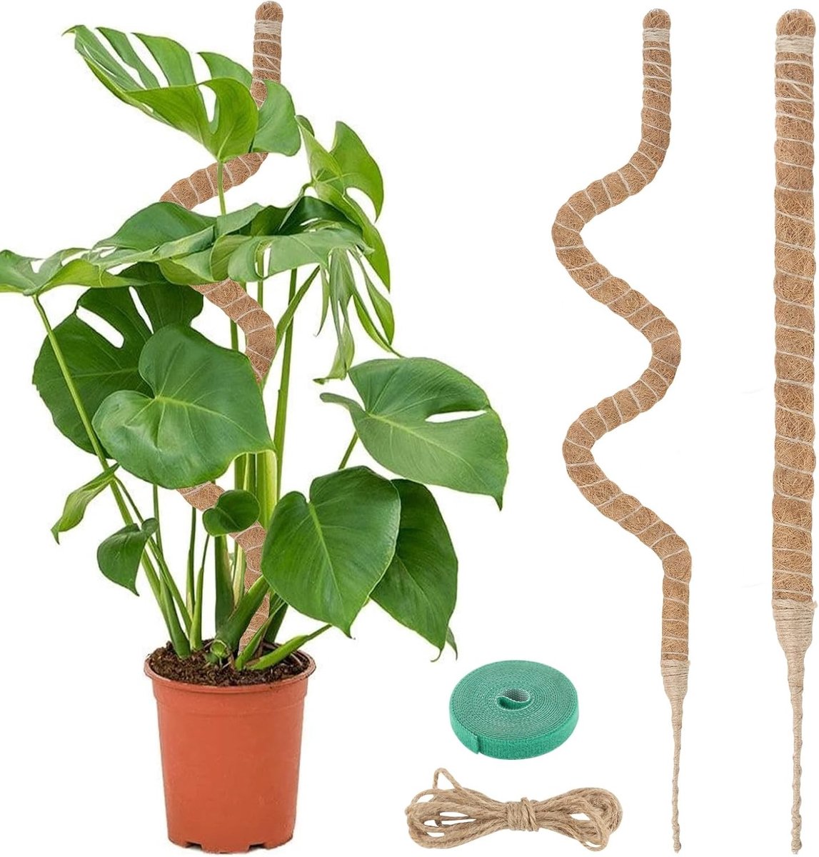 Vouwbare Klimstok van 120 cm voor Klimplanten, Kokosvezel Ondersteuning, Handgemaakte Dunne Plantstokken voor Binnenplanten en Tuinplanten