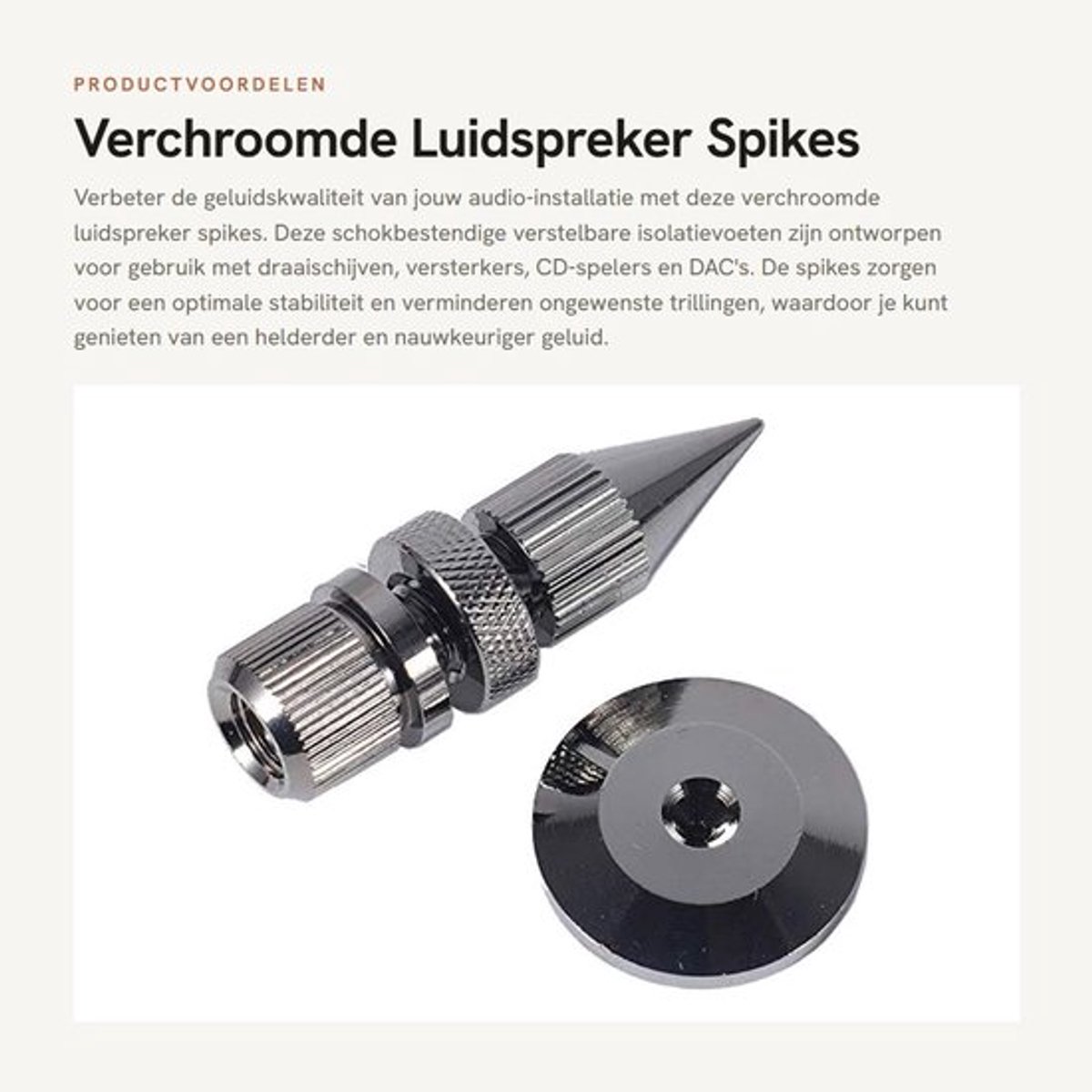 Allecto - Verchroomde Luidspreker Spikes - Schokbestendige