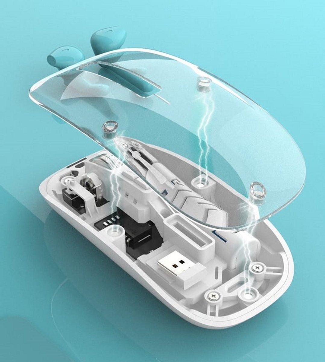 High Five Transparante Dual Mode Bluetooth oplaadbare muis