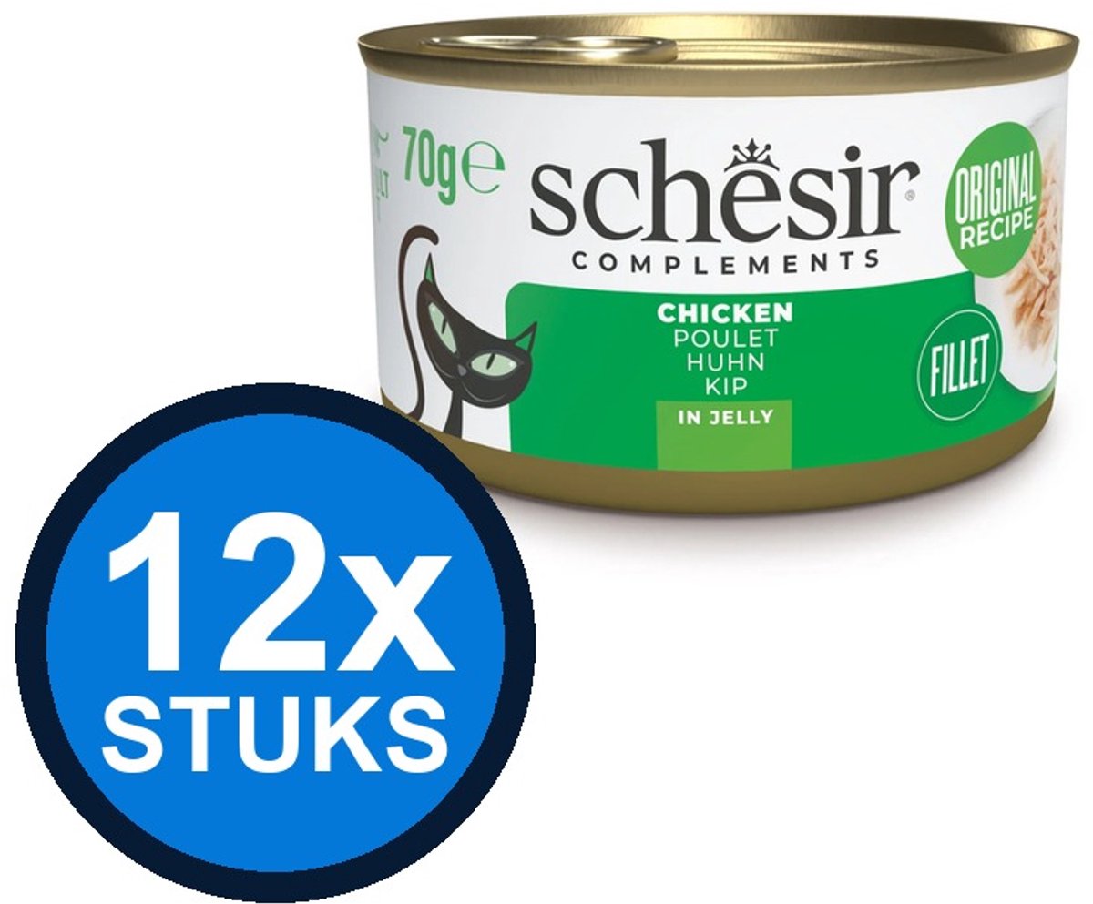 12x Schesir - Kip in Gelei - Kattenvoer Natvoer - 70g
