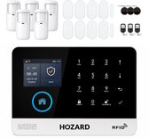 Hozard® Alarmsysteem Pakket B V2 | Smart Home Beveiligingssysteem | Draadloos Wifi Alarm | LCD Scherm | Incl RFID Tags