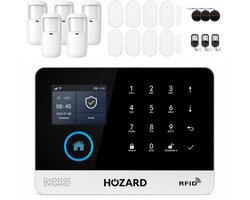 Hozard® Alarmsysteem Pakket B V2 | Smart Home Beveiligingssysteem | Draadloos Wifi Alarm | LCD Scherm | Incl RFID Tags