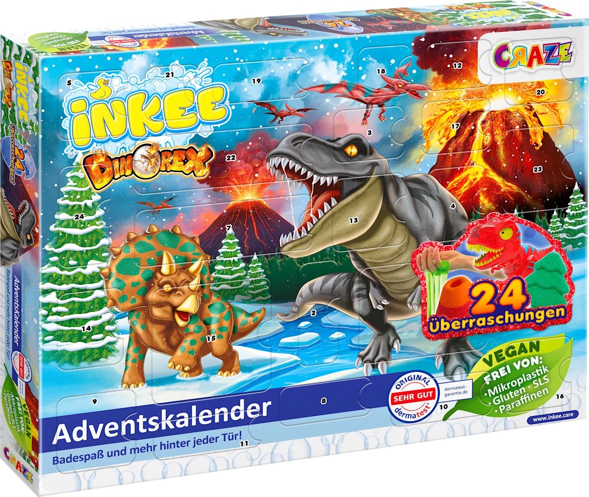 CRAZE Adventskalender Kinder Badtoevoegingen Dinorex 2026