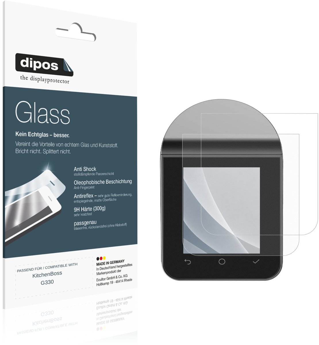 dipos – 2x Matte Pantserfolie geschikt voor KitchenBoss G330 | 9H Screenprotector