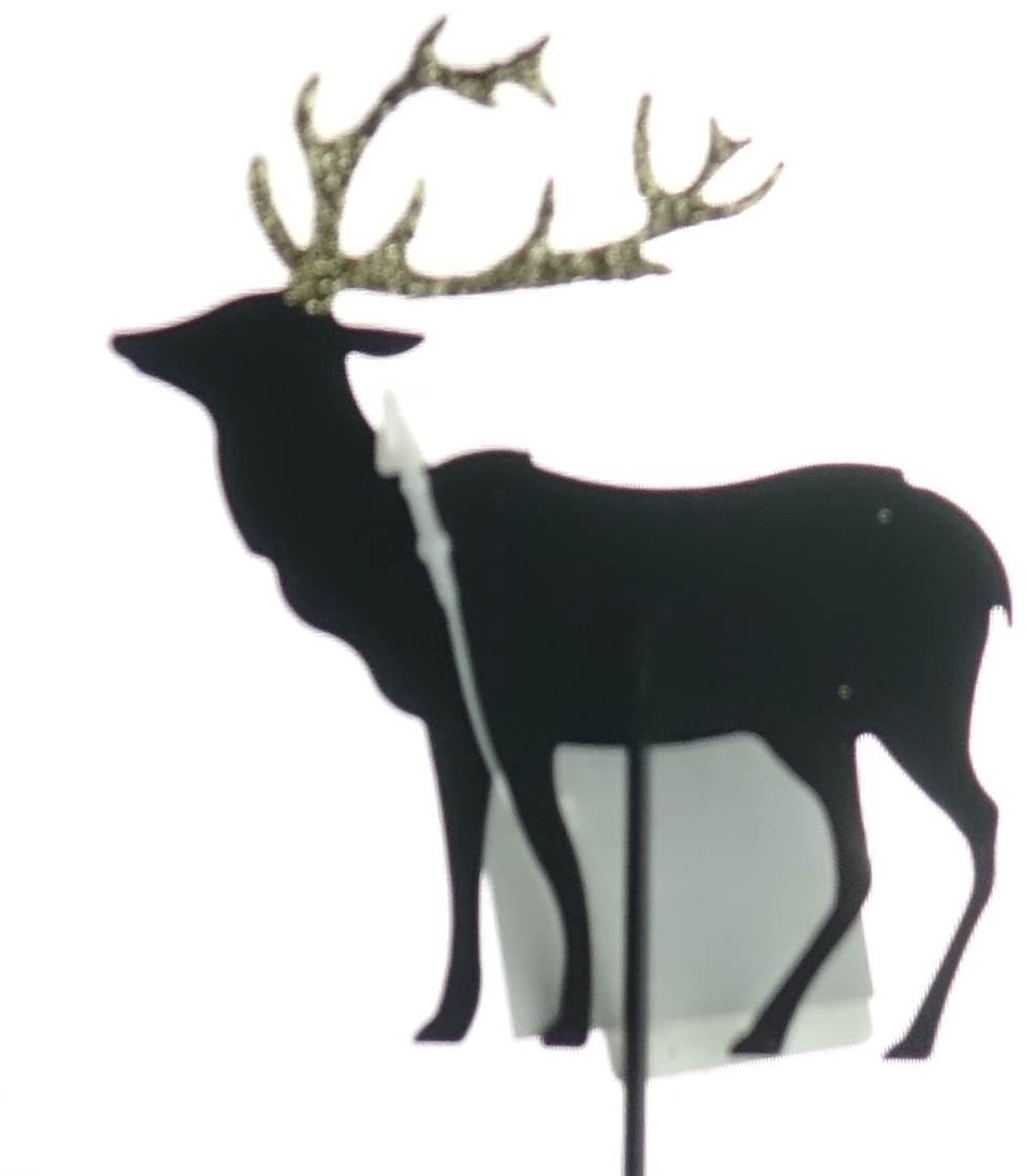 Scheulen kerststeker hert zwart met goudkleurig gewei 8 cm