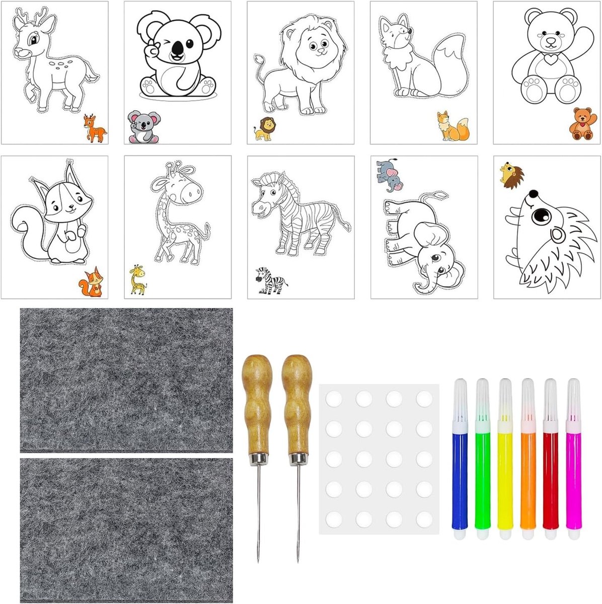 Set van Dieren Lancet Schilderijen, Creatieve Handgemaakte Materialen voor Kinderen, Knutselaccessoires en Cadeaus voor Vrienden en Familie, Activiteiten voor Ouders en Kinderen.