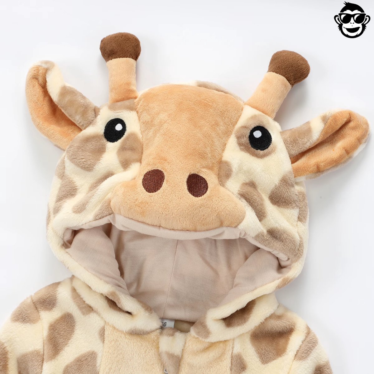 BoefieBoef Dieren Baby Onesie Giraffe Peuter Pyjama Kinderen 6 maanden tot 2 jaar – Verkleedkleding met Luierrits – Carnaval Dierenpak - Verjaardag- en Kraamcadeau – Flanel - Romper - Boxpak - Jongens - Meisjes - Kruippak - Giraf Bruin — afbeelding 2