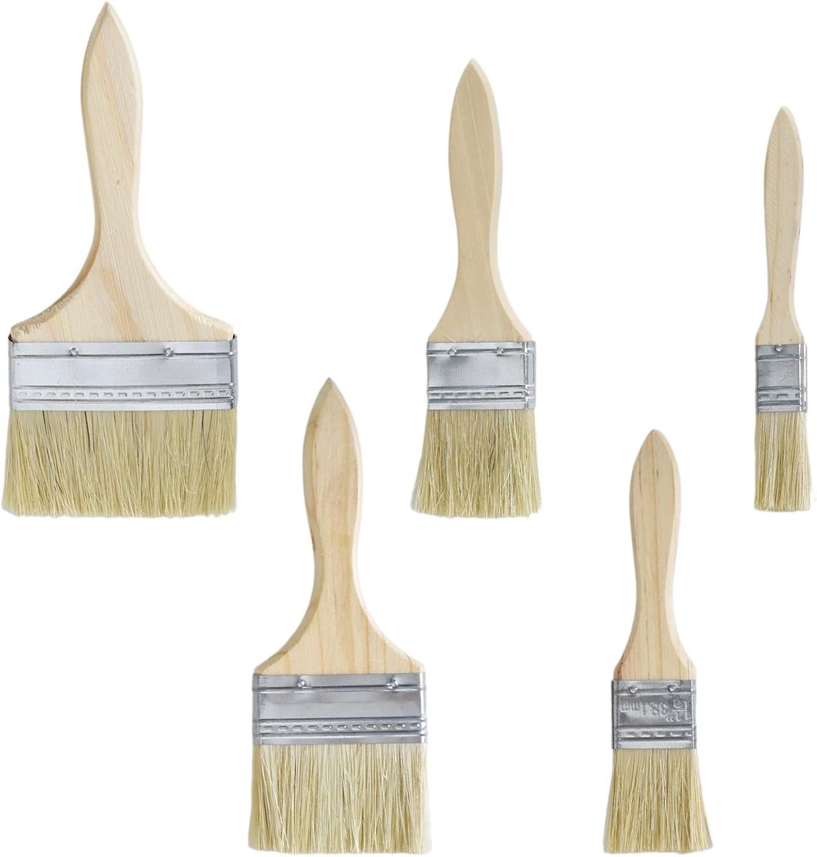 Set van 5 Professionele Kwasten voor Muren, Plafonds en Hout - Verfkwasten, Plamuurmes en Lijmkwast voor Perfecte Verfresultaten (0.787/1.378/1.969/2.756/95mm)