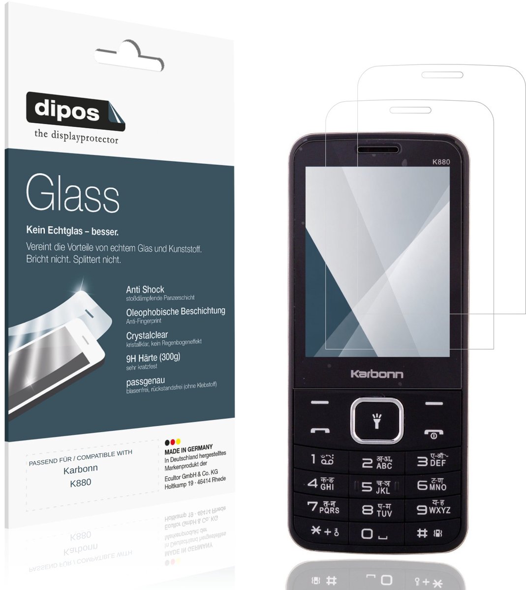 dipos – 2x Pantserfolie geschikt voor Karbonn K880 | 9H Screenprotector