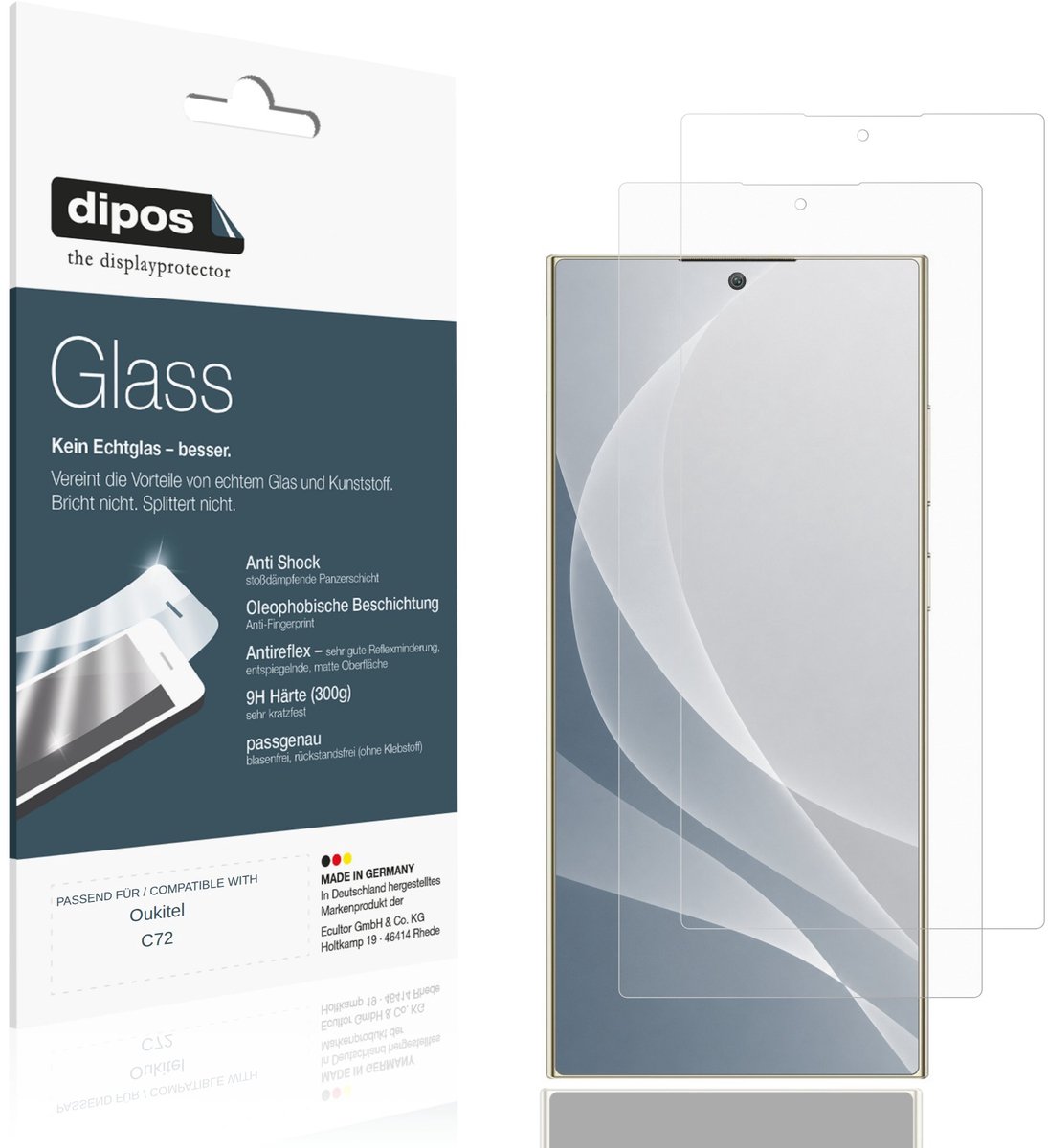 dipos – 2x Matte Pantserfolie geschikt voor Oukitel C72 | 9H Screenprotector