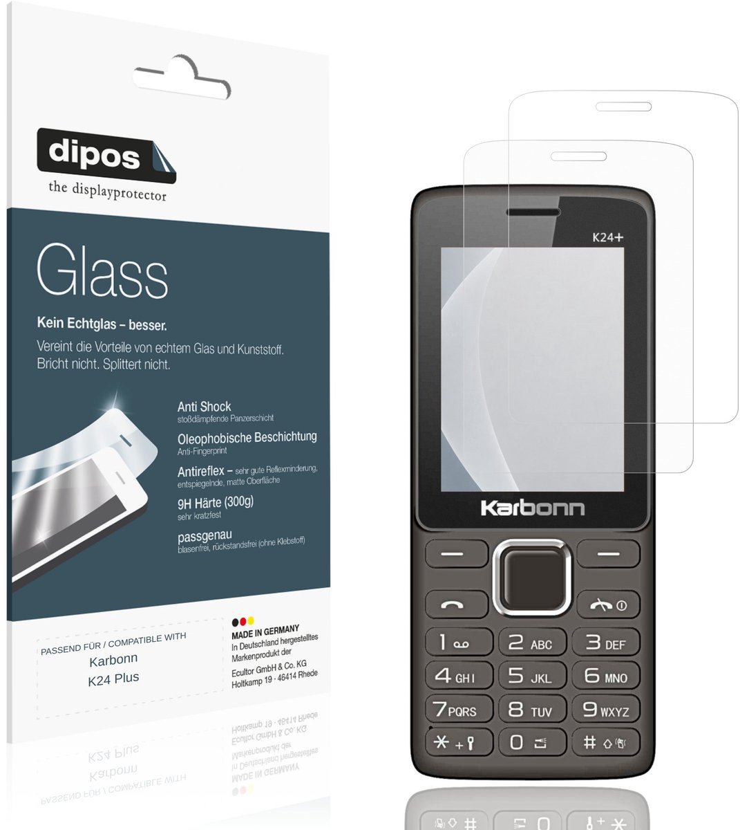 dipos – 2x Matte Pantserfolie geschikt voor Karbonn K24 Plus | 9H Screenprotector