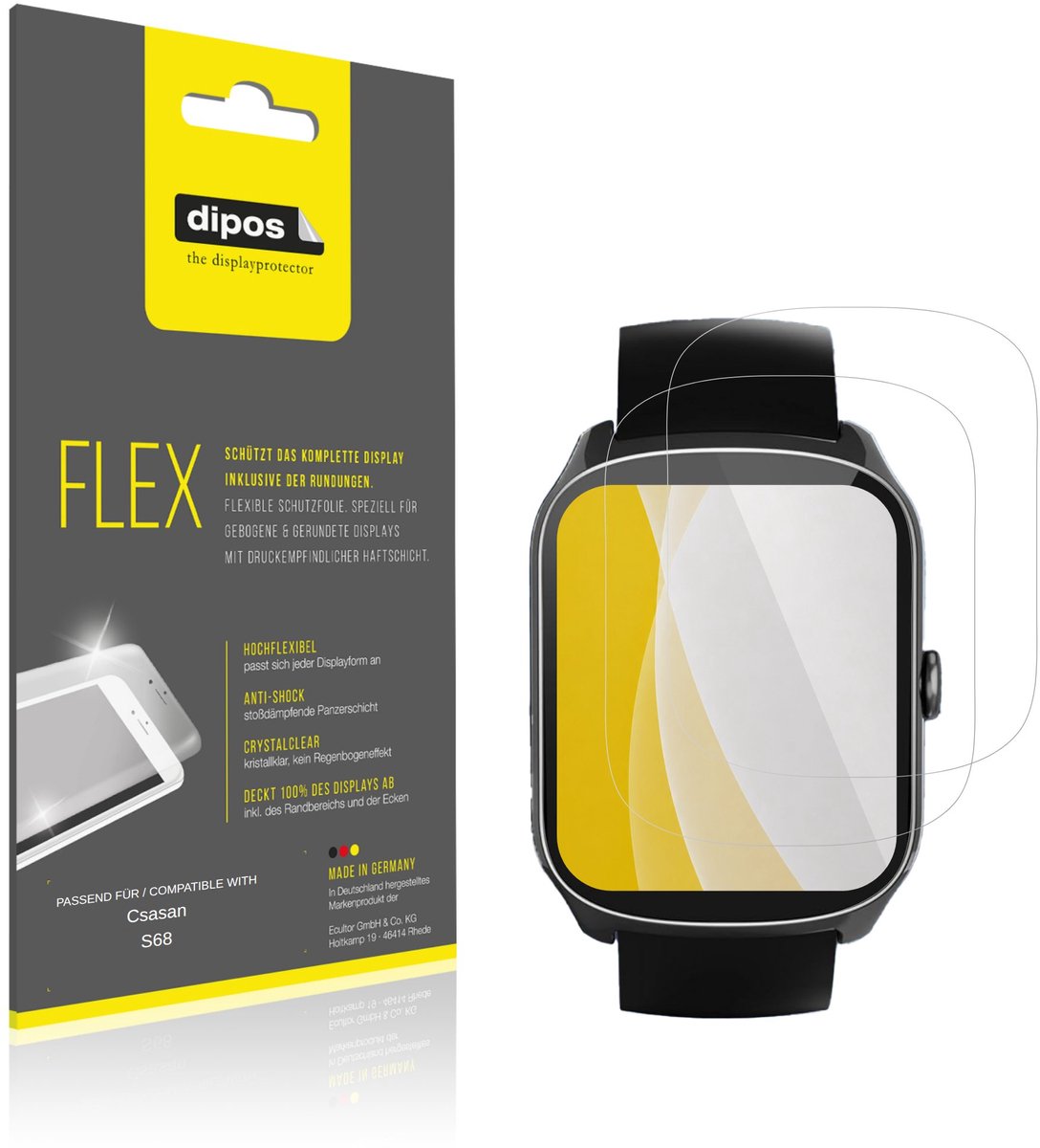 dipos – 2x Beschermfolie geschikt voor Csasan S68 | 3D Full Cover Screenprotector | 100% Passend