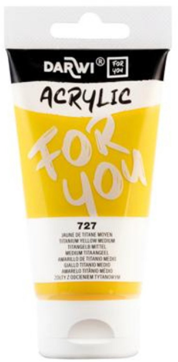 Darwi For You acrylverf 75 ml in tube medium titaangeel