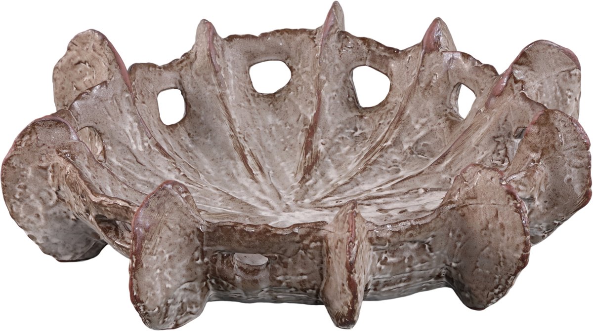 PTMD Talan Beige Ceramic Organic Shaped Decoration Bowl