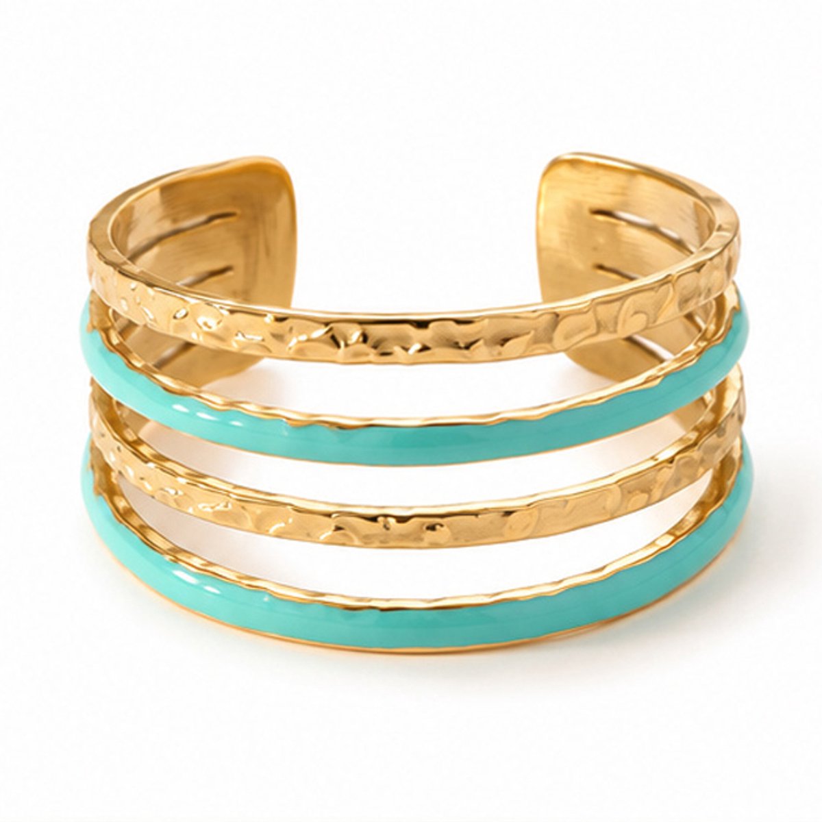Deja Jewels - Dames ring - Goudkleurig edelstaal - Turquoise details