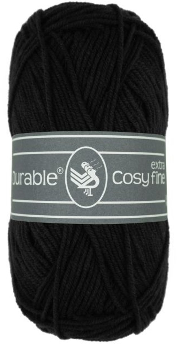 5 x Durable Cosy extra fine - katoen en acrylgaren - Black (325) - haakgaren/breigaren - naald 3 a 3,5mm