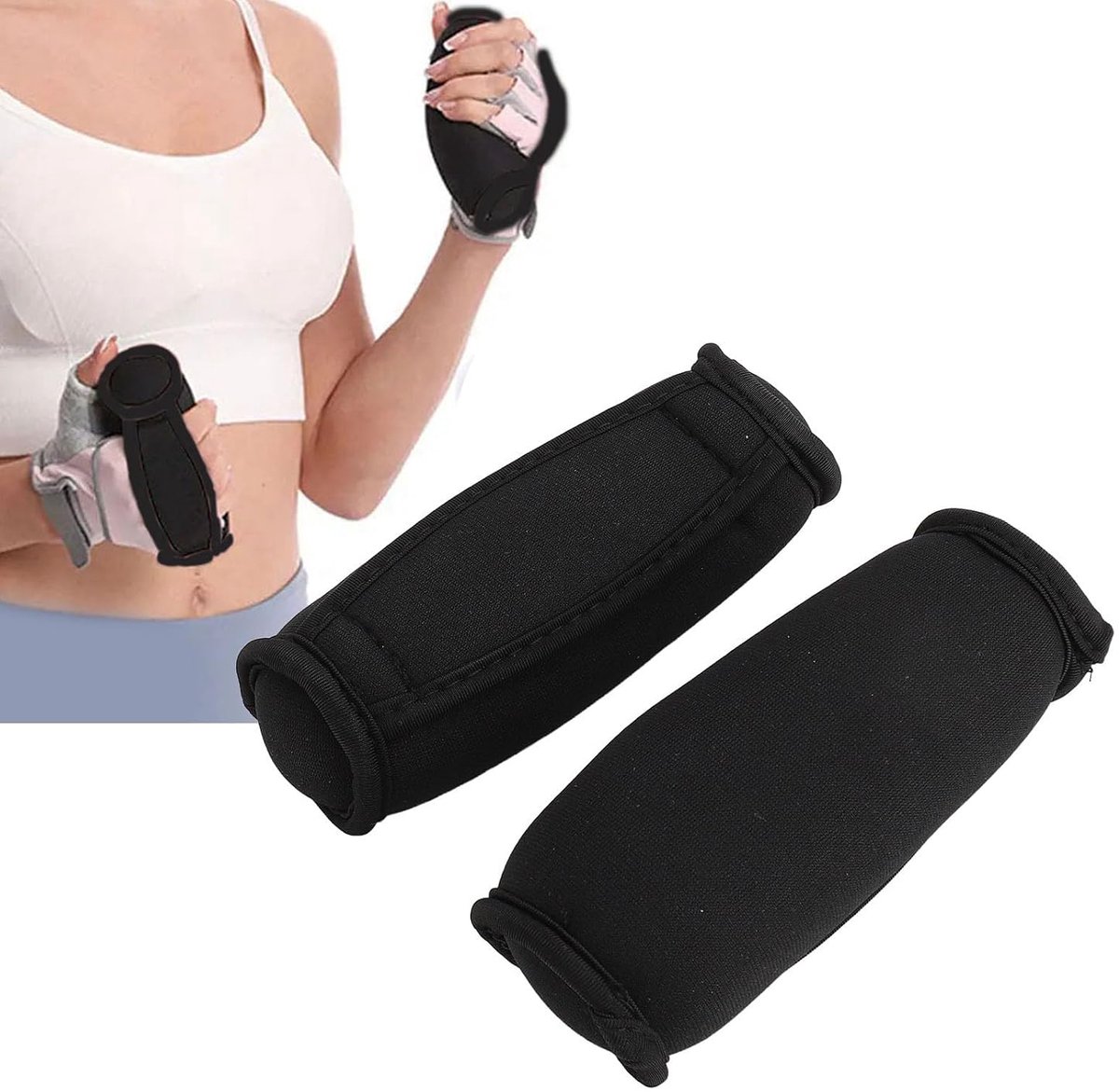 Een paar zachte dumbbells (0,45 kg), unisex, met polsbandjes, Geschikt voor wandelen, fitness, hardlopen en andere oefeningen. (Zwart)