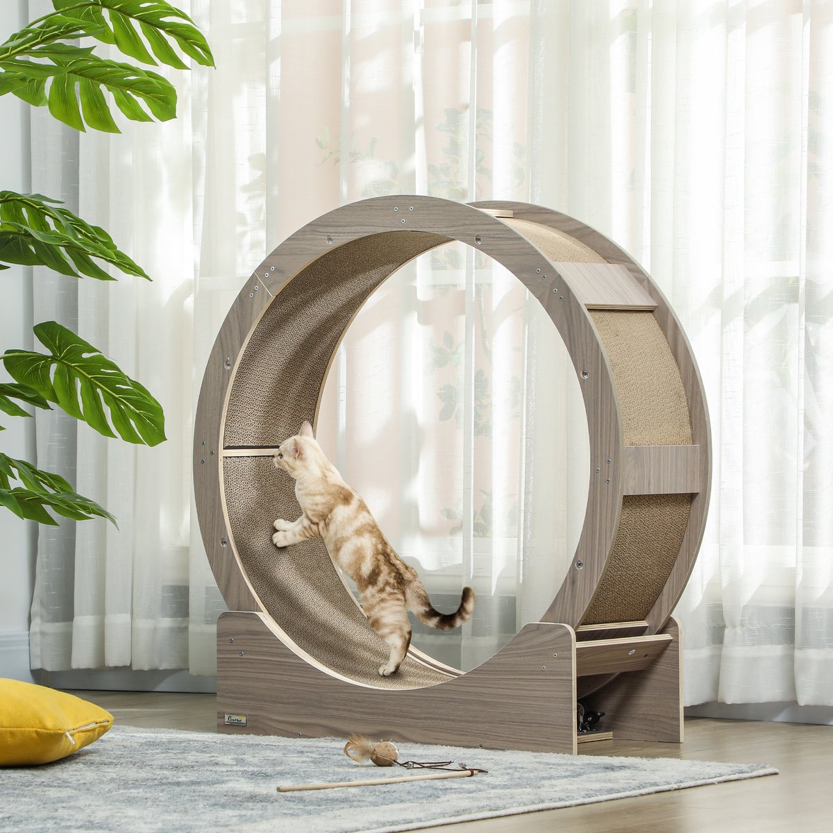 MODFU-Katten Loopwiel-Hout-Walnoot