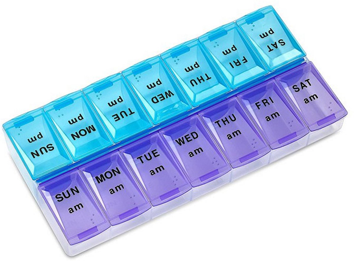 Go Go Gadget - Medicijndoosje - Pillendoos - 1 week - 2 dagdelen - Travel size - Compact - 1 stuk