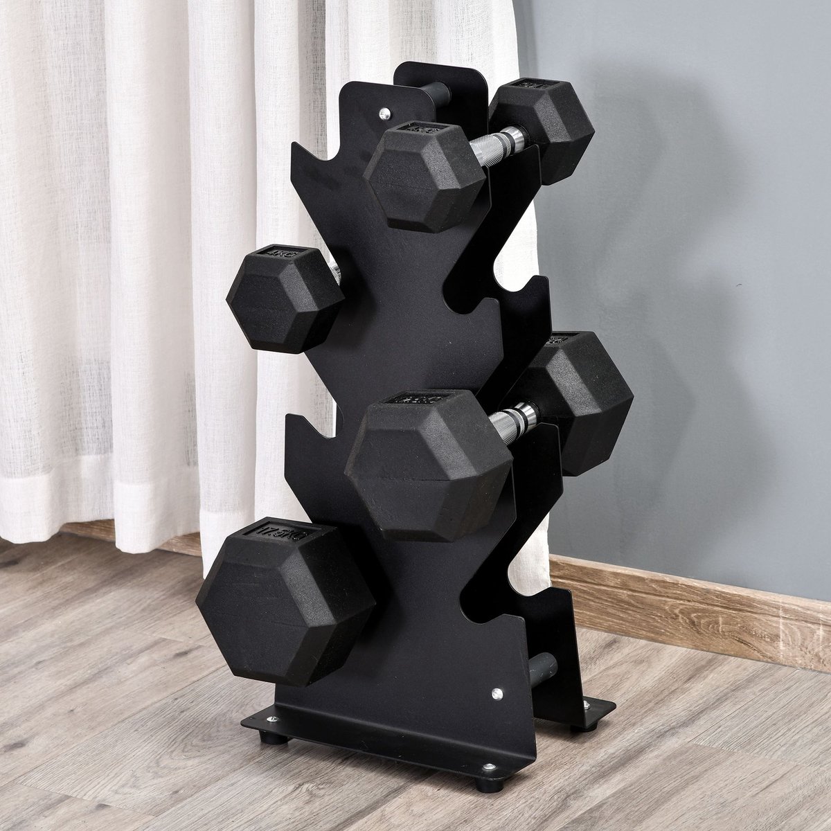 MODFU - Zeshoekige Handgewichten - 2 Stuks - 4 Kg - Zwart - Metaal