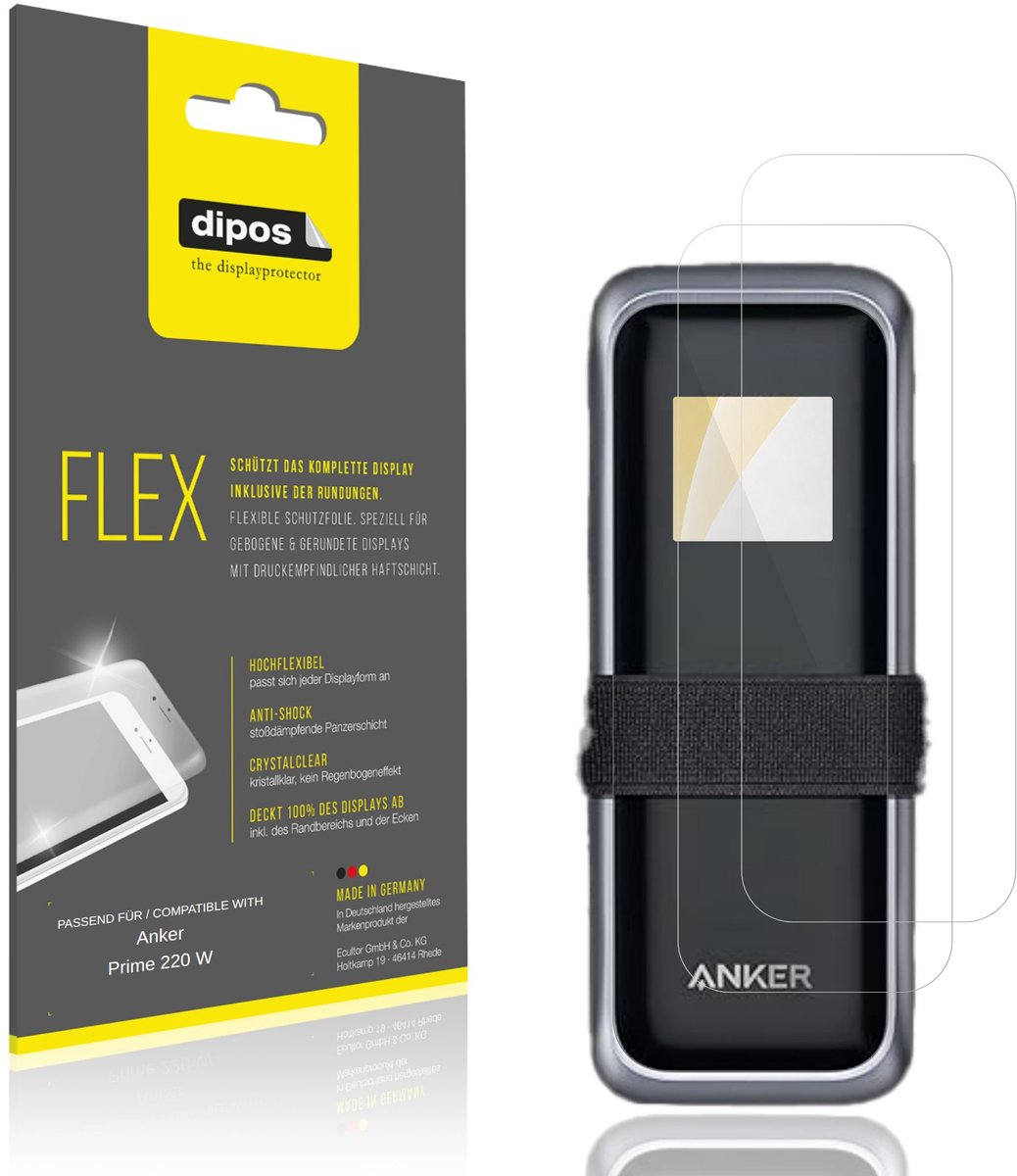 dipos – 2x Beschermfolie geschikt voor Anker Prime 220 W | 3D Full Cover Screenprotector | 100% Passend
