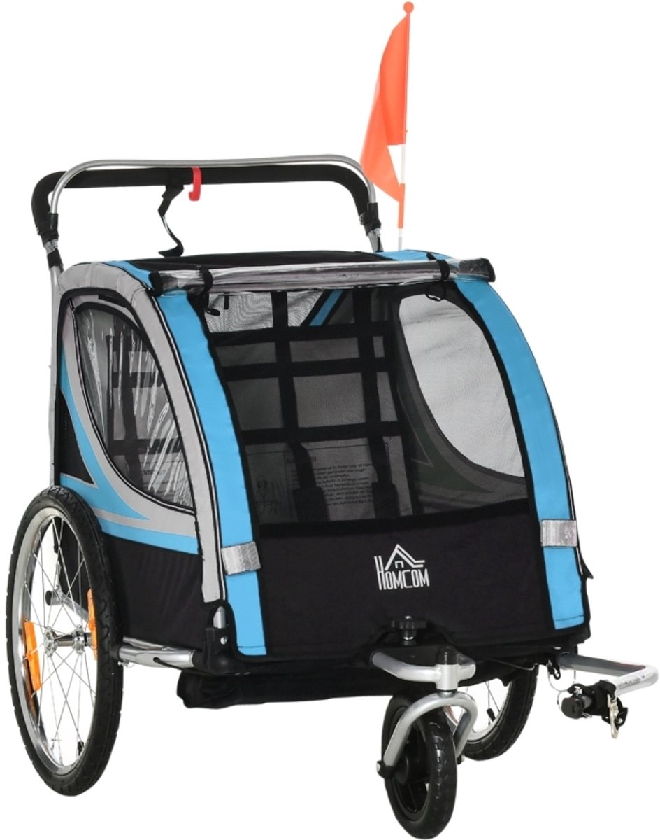 MODFU - Kinderfietskar - 2-In-1 - 5-Punts Veiligheidsgordel - Blauw - Staal - 142 X 75 X 101 Cm