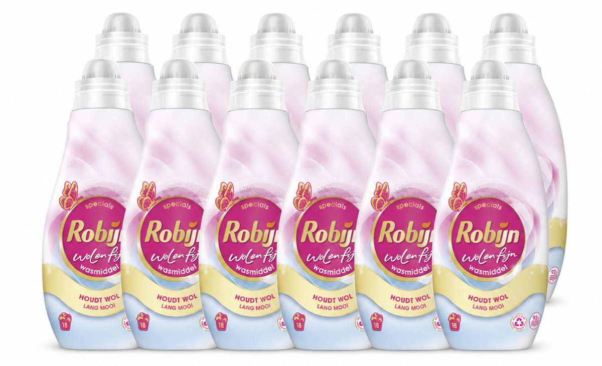 12 x Robijn Specials - Wol & Fijn - Vloeibaar Wasmiddel - 18 Wasbeurten - Voordeelverpakking - 12 stuks