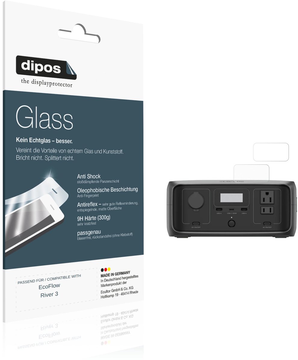 dipos – 2x Matte Pantserfolie geschikt voor EcoFlow River 3 | 9H Screenprotector
