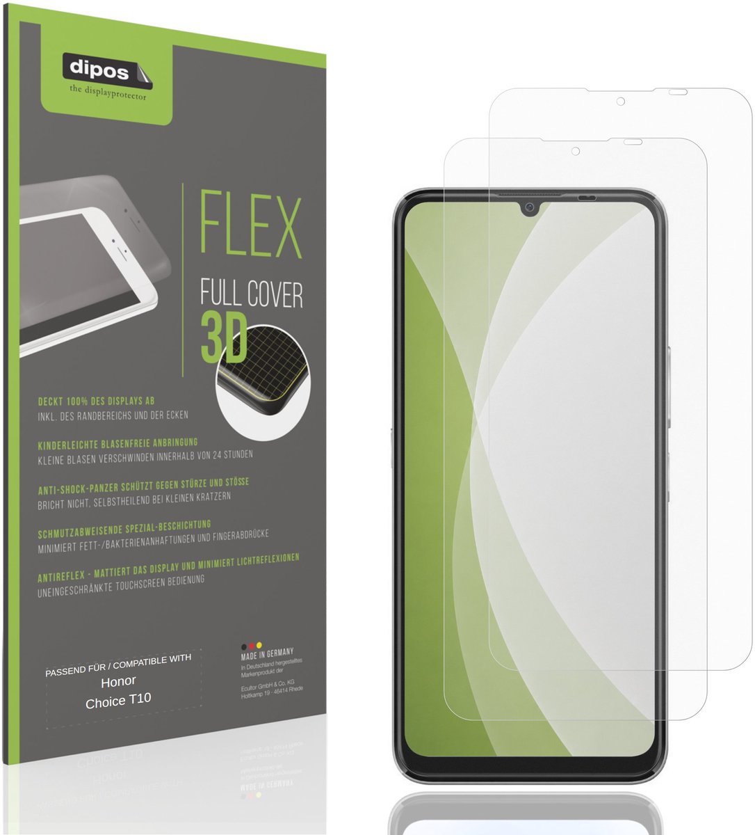 dipos FLEX – 2x Matte Screenprotector geschikt voor Honor Choice T10 | Volledige Schermbescherming | Case-Friendly