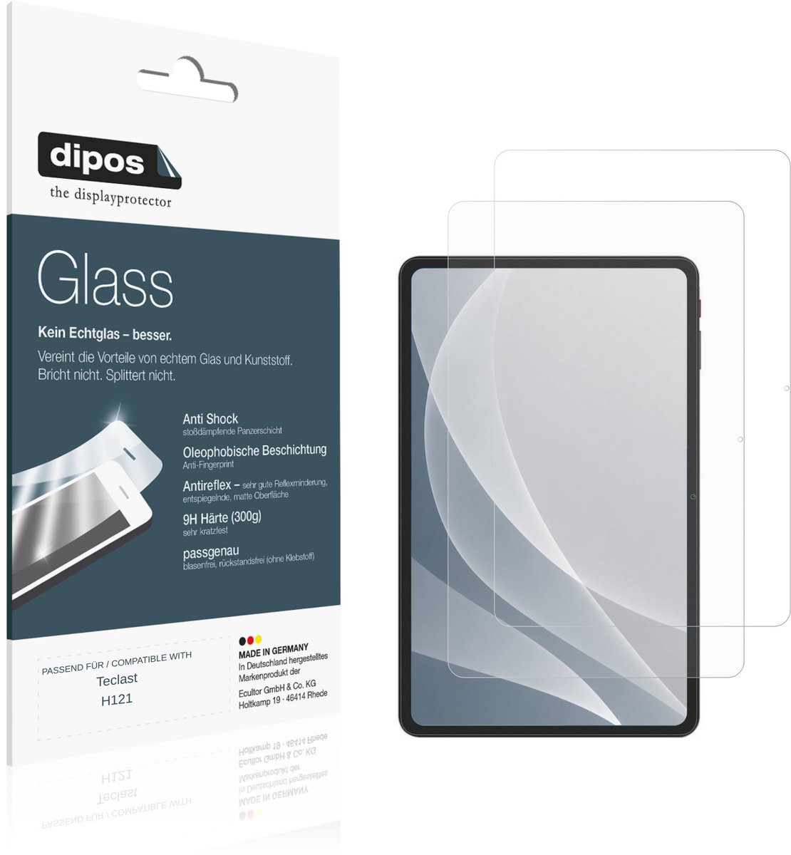 dipos – 2x Matte Pantserfolie geschikt voor Teclast H121 | 9H Screenprotector