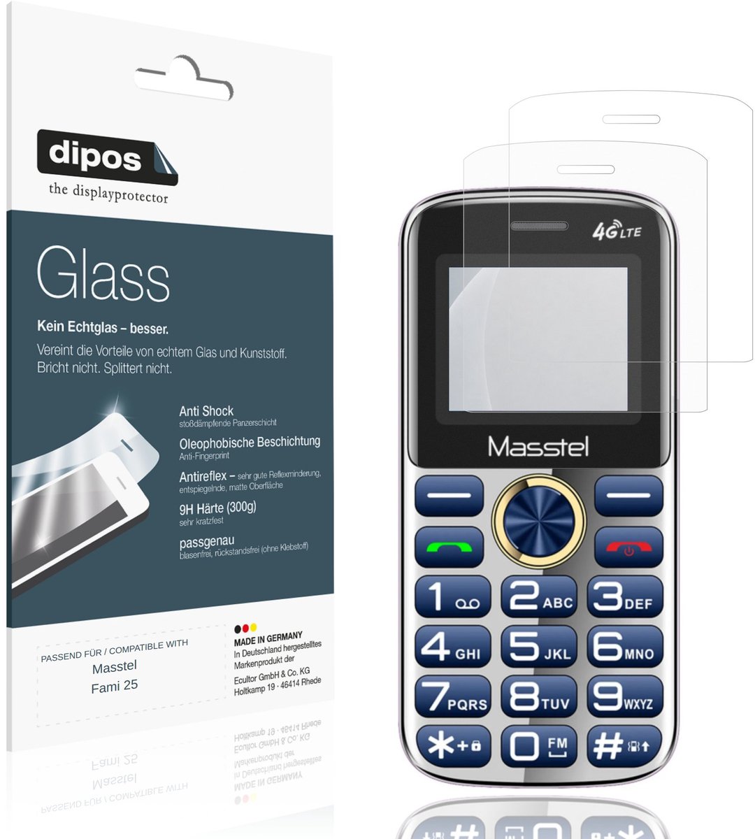dipos – 2x Matte Pantserfolie geschikt voor Masstel Fami 25 | 9H Screenprotector