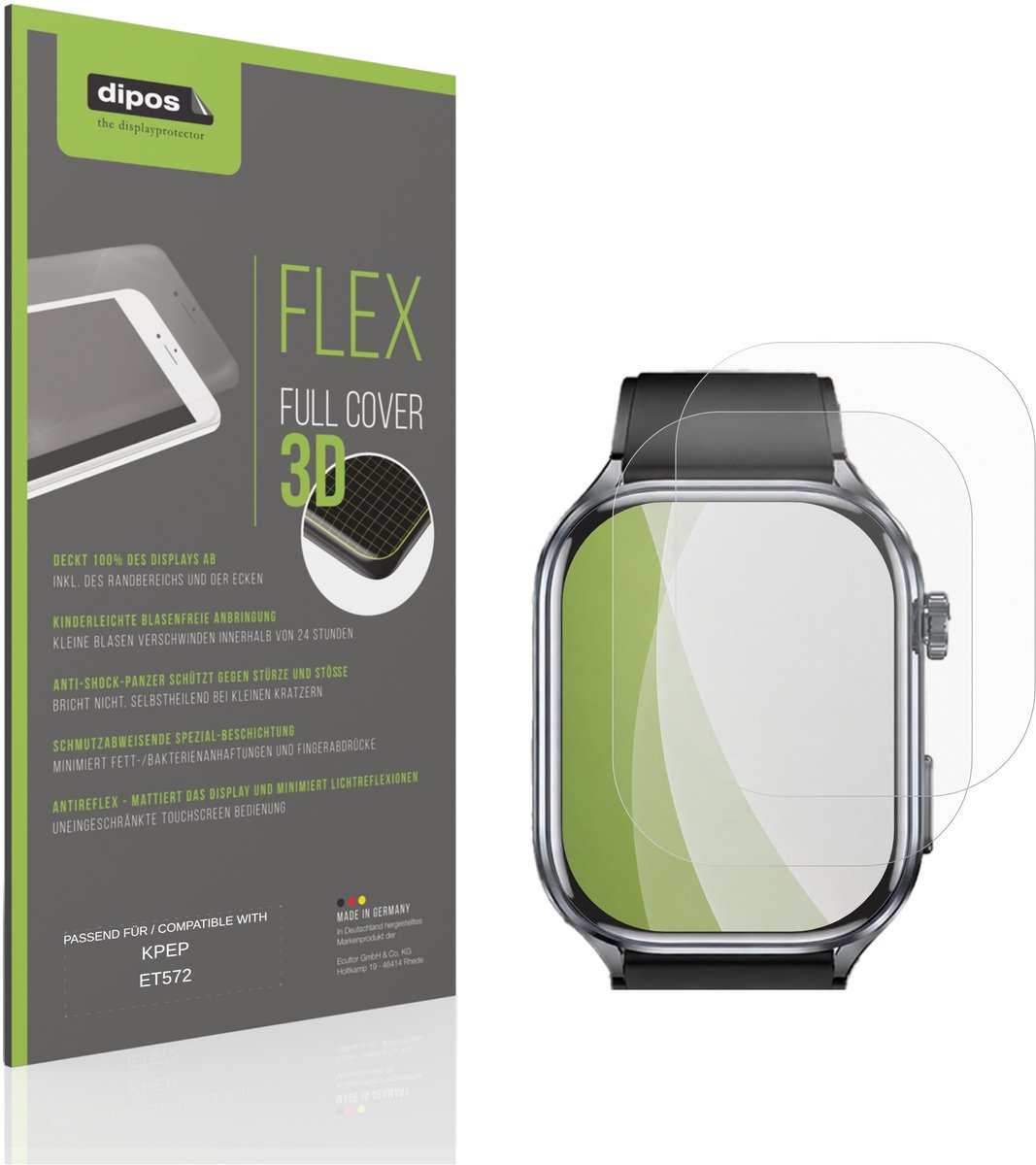 dipos FLEX – 2x Matte Screenprotector geschikt voor KPEP ET572 | Volledige Schermbescherming | Case-Friendly