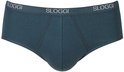 Donkerblauwe Sloggi Midi-slip met elastische tailleband voorzien van het Sloggi-logo.