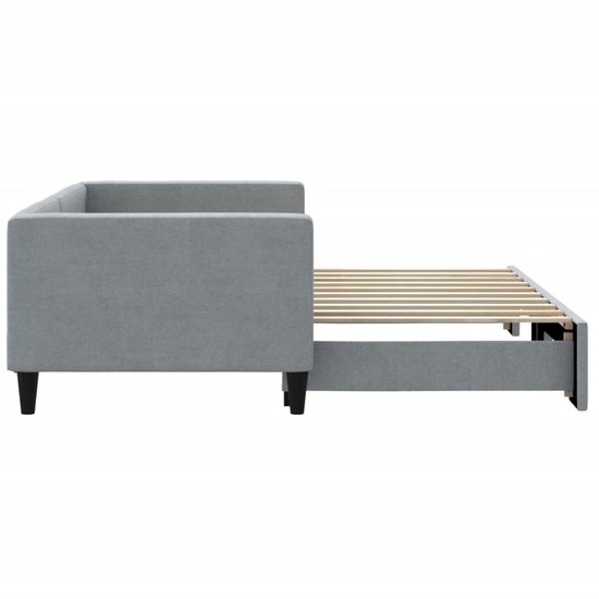 vidaXL - Slaapbank - met - onderschuifbed - 100x190 - cm - stof - lichtgrijs