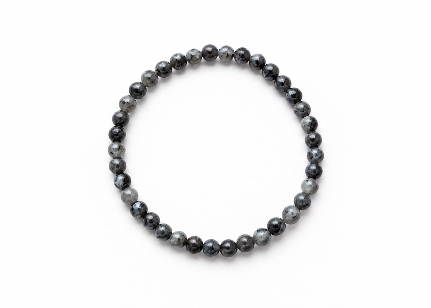 Larvikiet Armband – Natuurstenen Kralen 4 mm – Maat 17 cm – Grijs-Zwarte Kralenarmband – Fijn Natuursteen Sieraad voor Dames en Heren – Larvikiet – Armband – Armband voor Dames en Heren