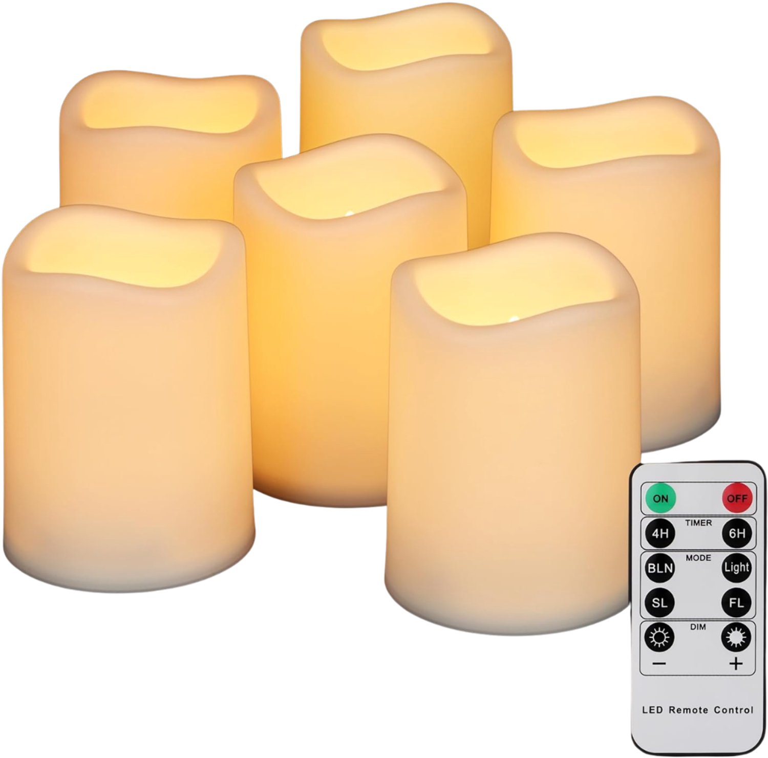 SNJY® LED Kaarsen met Bewegende Vlam - Waxinelichtjes Oplaadbaar - Theelichtjes - Nep Kaarsen - Afstandsbediening - 6 Stuks - Wit