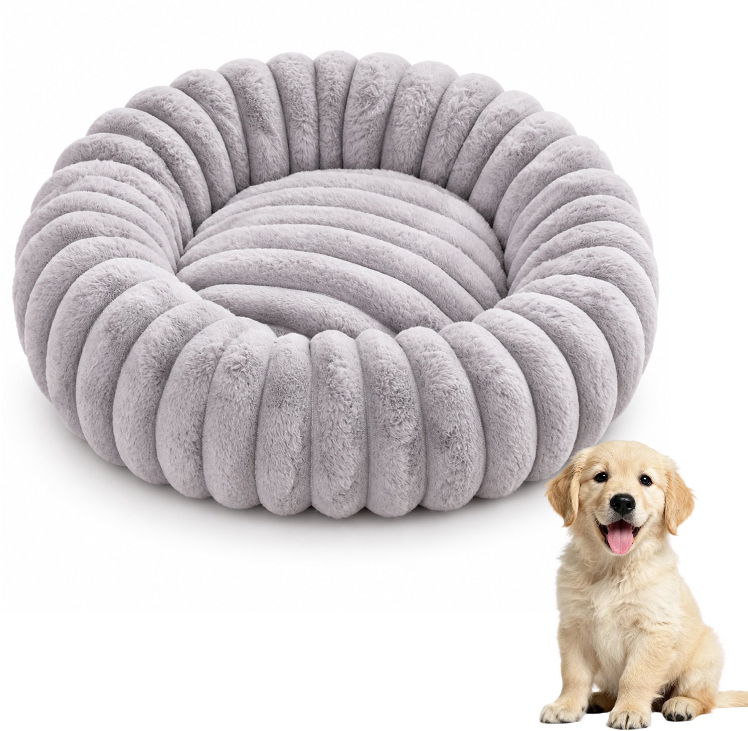 Huisdierenbed - Kattenbed en Hondenmand - Warm voor Winter - Zacht Huisdierenkussen - Grijze Kleur - 1 Stuk - 50cm